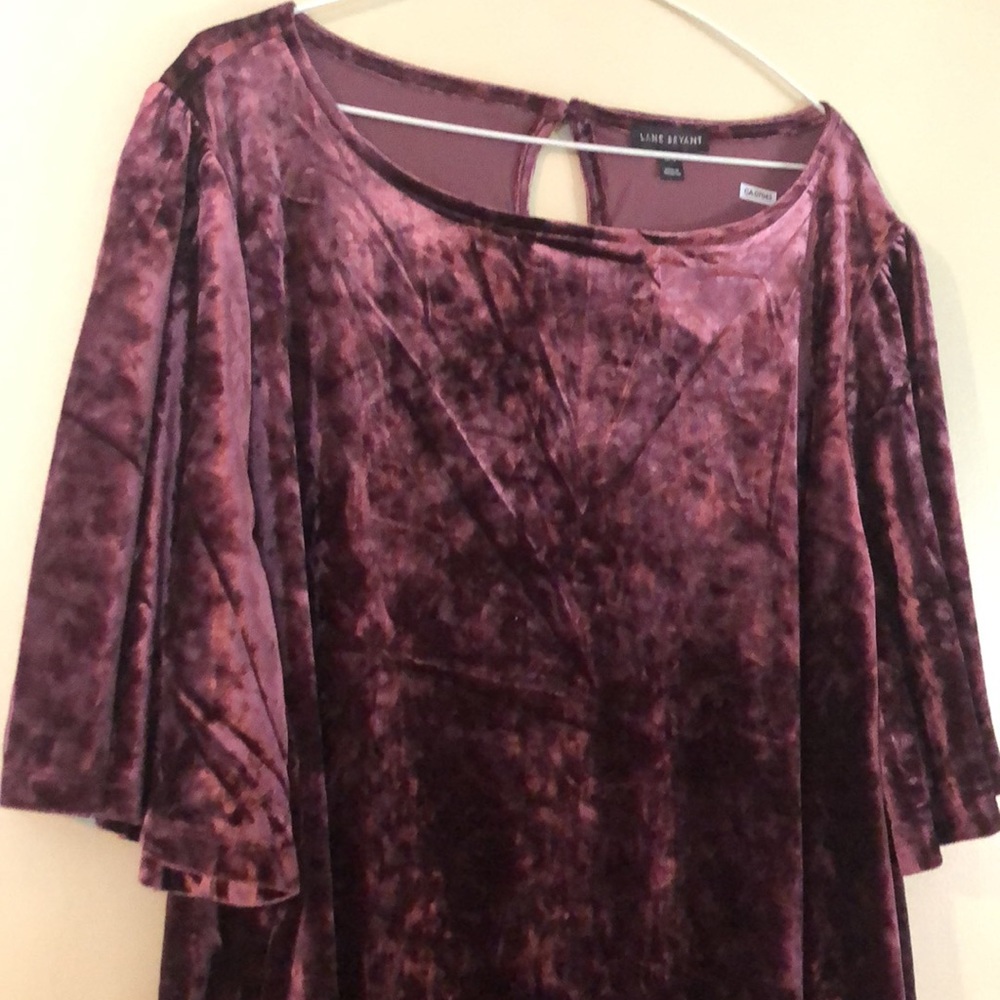 Plum faux crush velvet top
